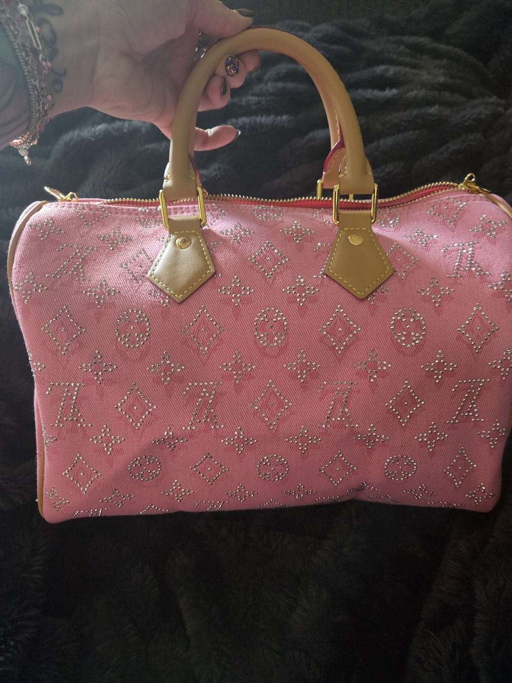 Pink Denim with Sparkle Speedy 30 - NO STRAP